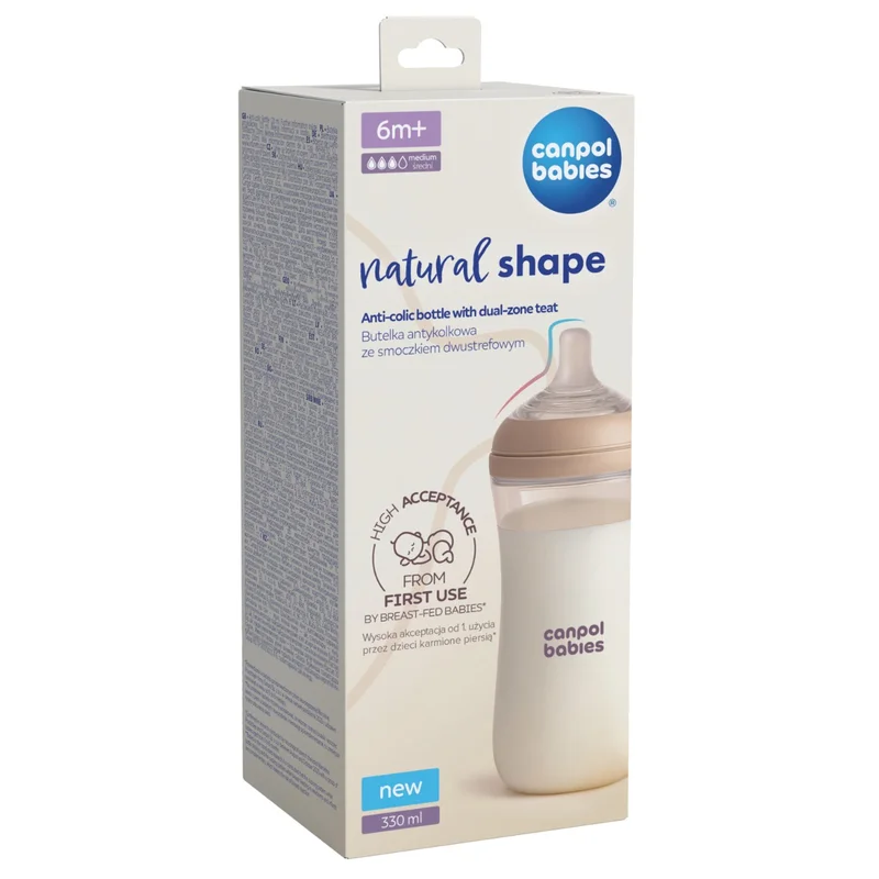 Canpol babies Butelka Natural Shape ze smoczkiem dwustrefowym 330 ml