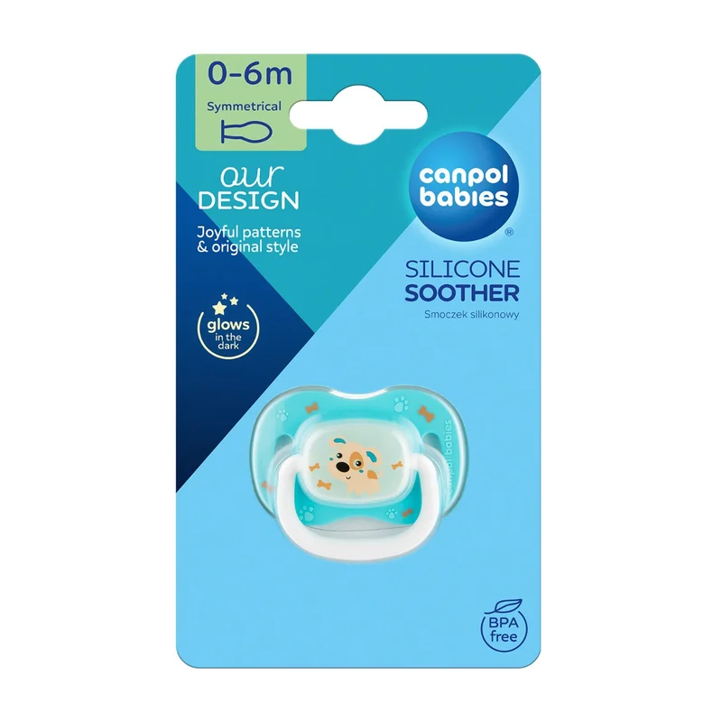 Canpol babies smoczek uspokajający silikon 0-6m symetryczny BUNNY&COMPANY niebieski