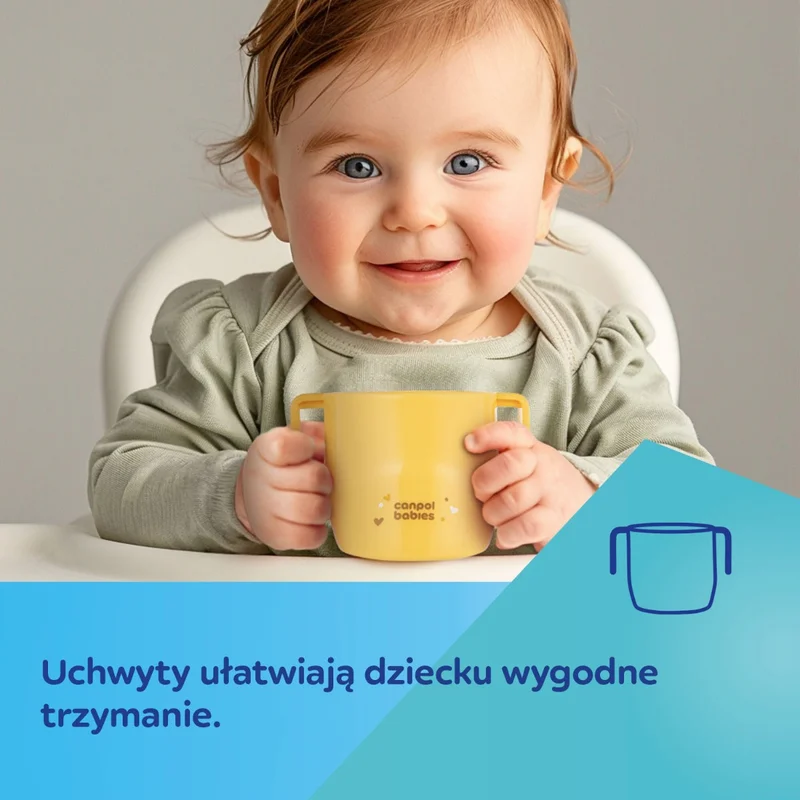 Canpol babies Sprytny otwarty kubek z uchwytami dla dzieci do nauki picia turkusowy​