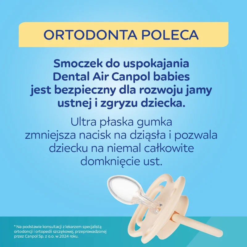 Canpol babies Smoczek silikonowy 0-6m symetryczny DENTAL AIR 2 szt. nieb.