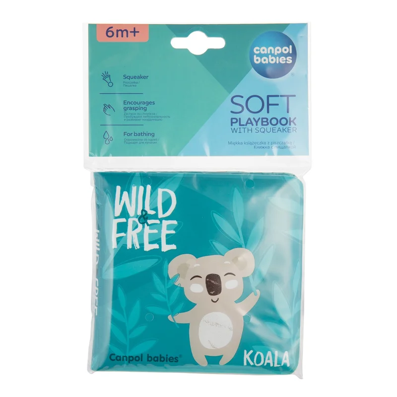 Canpol babies Miękka książeczka kąpielowa z piszczkiem WILD ANIMALS