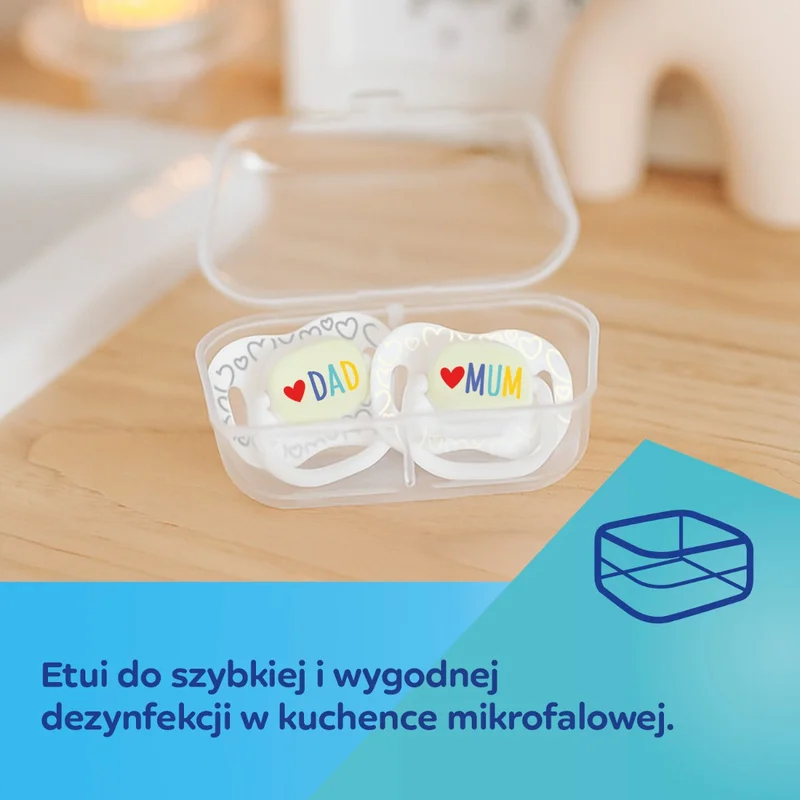 Canpol babies Smoczek uspokajający silikonowy symetryczny 6-18m LoveMum&Dad 2szt