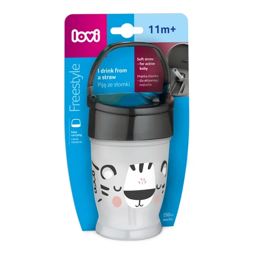 Kubek ze słomką LOVI Freestyle 250 ml Salt & Pepper