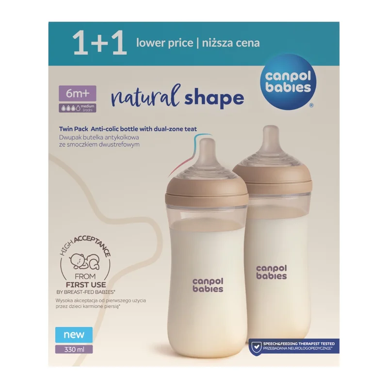 Canpol babies Dwupak Butelka Natural Shape 330 ml​