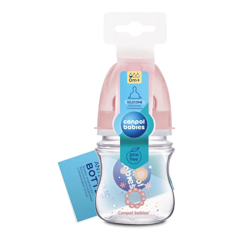 Butelka szeroka antykolkowa Canpol babies 120ml PP EasyStart NEWBORN BABY różowa