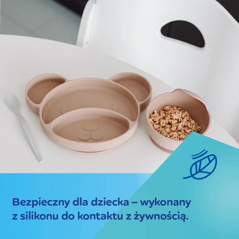 Silikonowy trójdzielny talerzyk Canpol babies z przyssawką MIŚ