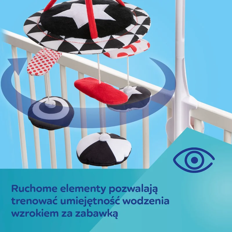 Canpol babies kontrastowa karuzela pluszowa z pozytywką SENSORY TOYS