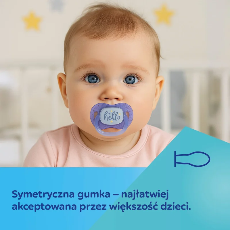 Canpol babies Smoczek uspokajający silikonowy symetryczny 0-6m NightGlow 2szt nieb​