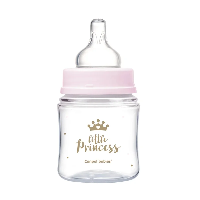 Butelka szeroka antykolkowa Canpol babies 120 ml PP EasyStart ROYAL BABY różowa