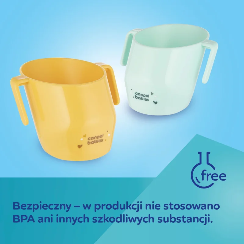 Canpol babies Sprytny otwarty kubek z uchwytami dla dzieci do nauki picia turkusowy​