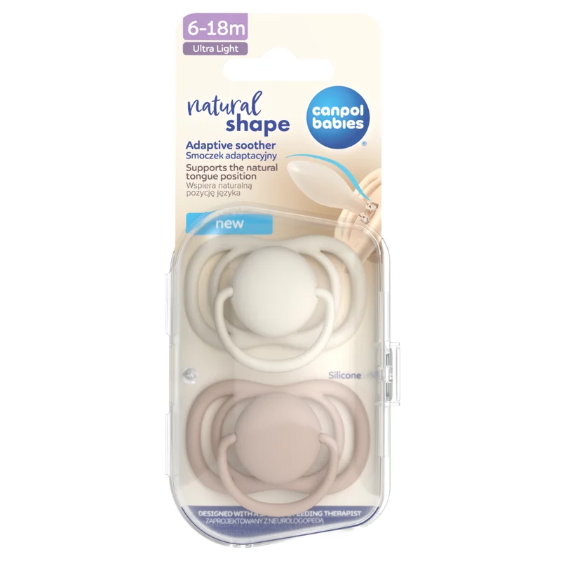 Canpol babies Smoczek adaptacyjny silikonowy 6-18m Natural Shape Milk&LightCocoa 2szt​ 