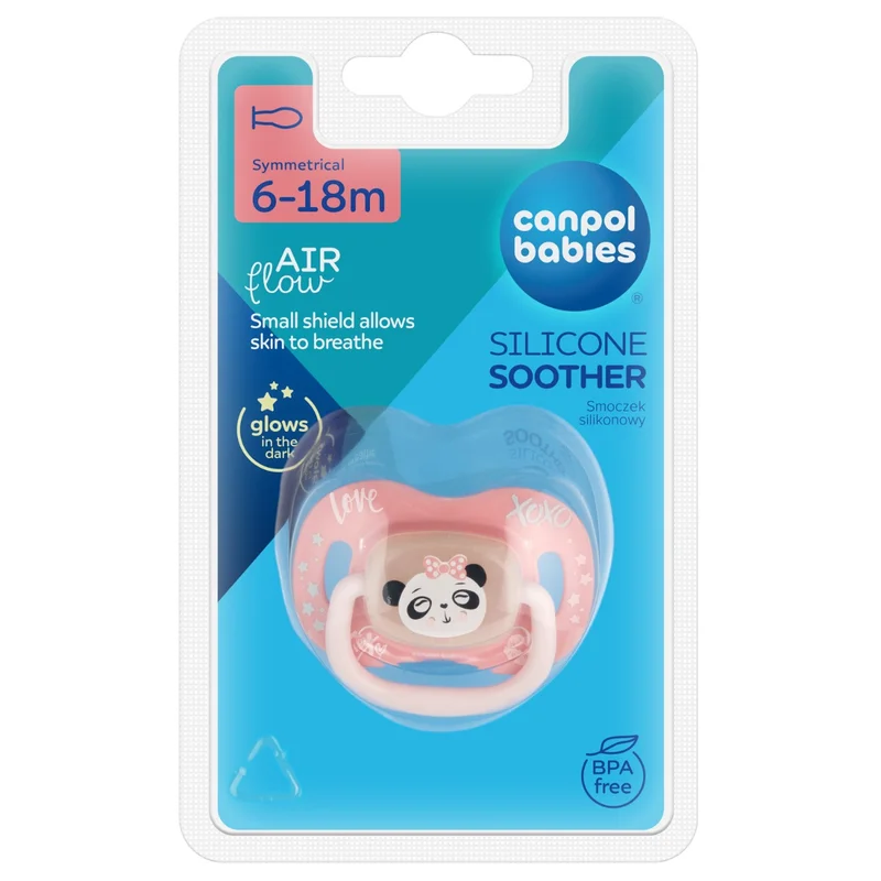 Canpol babies Smoczek silikonowy 6-18m symetryczny EXOTIC (panda)