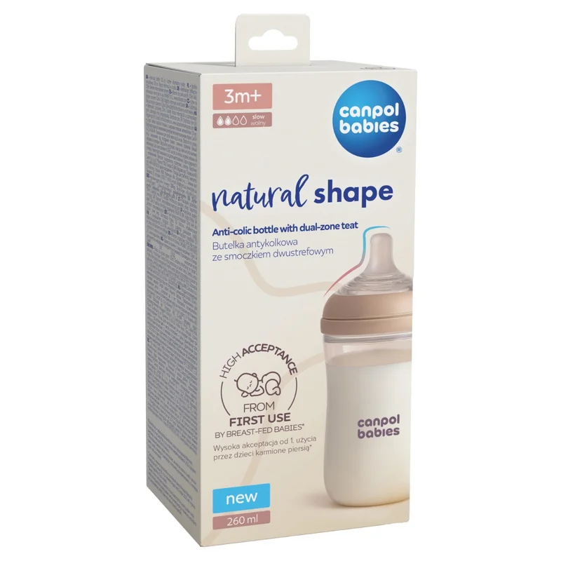Canpol babies Butelka Natural Shape ze smoczkiem dwustrefowym 260 ml