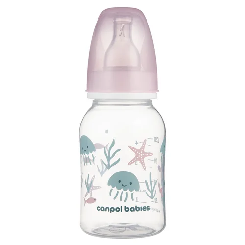 Canpol babies Butelka wąska 120ml PP LOVE&SEA​ różowa
