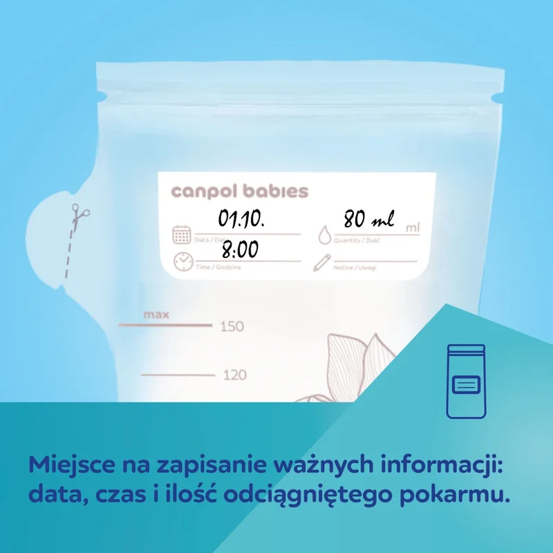 Canpol babies torebki do przechowywania pokarmu 150ml, 25 szt.