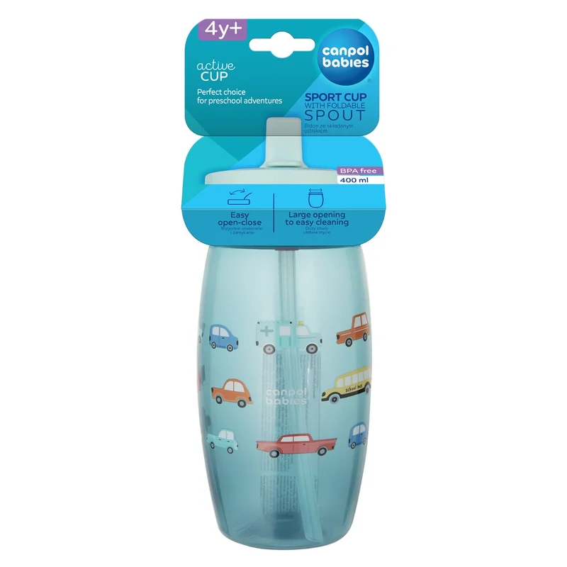 Canpol babies Bidon ze składanym ustnikiem 400 ml SAMOCHODY