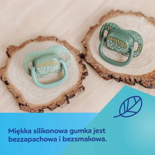 Canpol babies Smoczek usp. silikonowy symetryczny 18m+ MOUNTAINS 2 szt. zielone