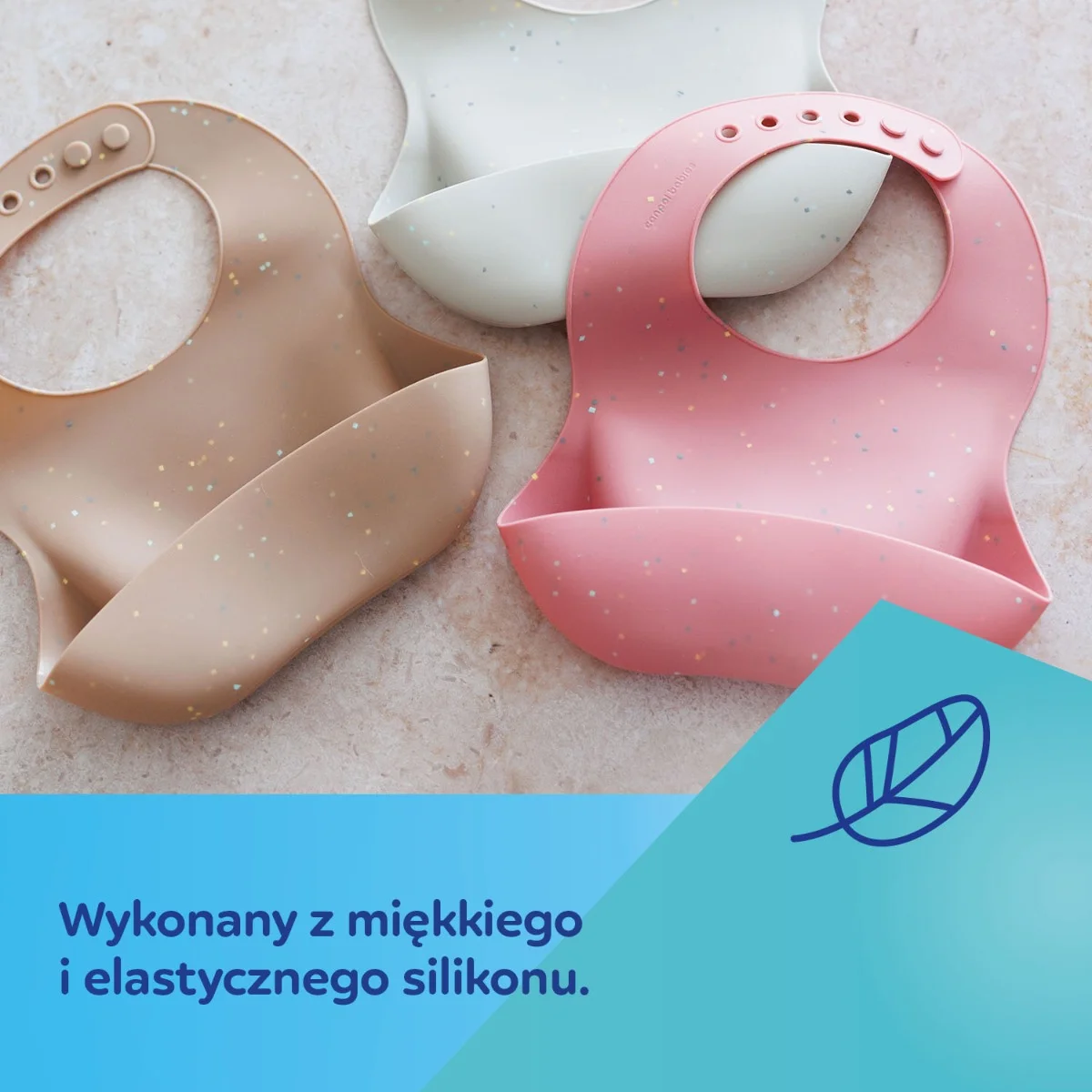 Śliniak silikonowy Canpol babies z kieszonką DOTS