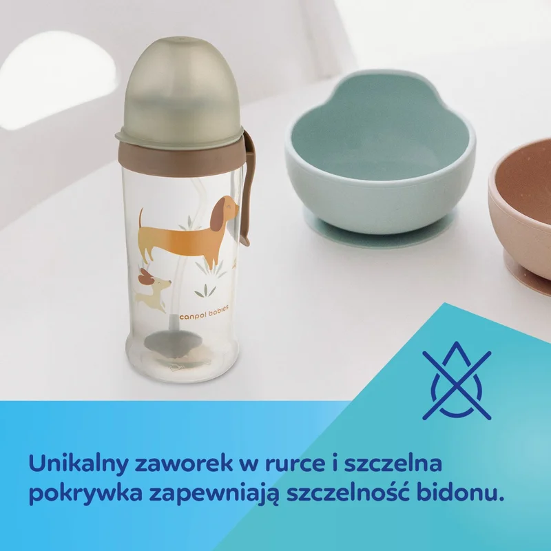 Canpol babies Bidon niekapek z rurką i odważnikiem 350 ml GOOSE