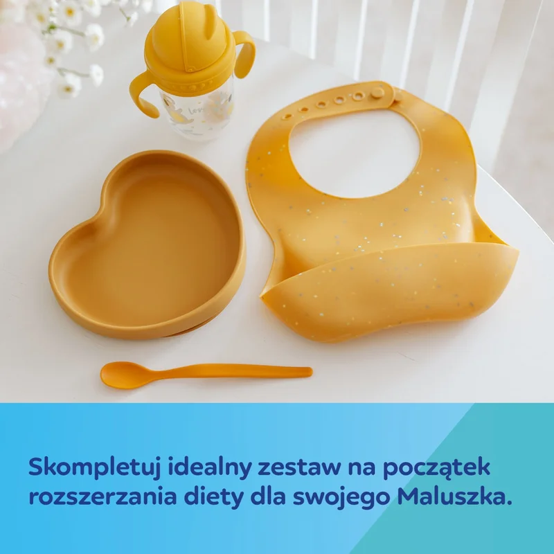 Śliniak silikonowy Canpol babies z kieszonką DOTS