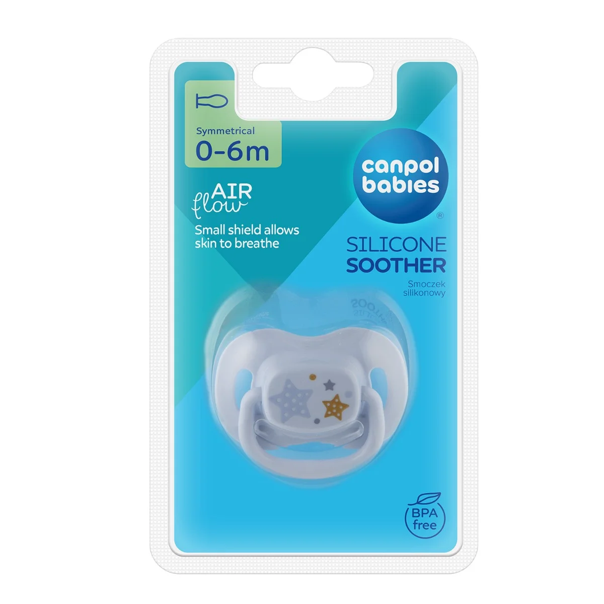 Canpol babies Smoczek uspokajający silik. symetryczny 0-6m NEWBORN BABY niebieski