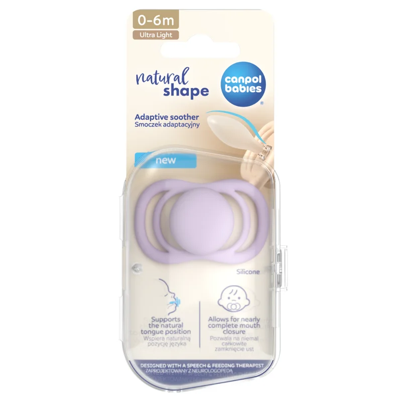 Canpol babies Smoczek adaptacyjny silikonowy 0-6m Natural Shape Lavender 1 szt
