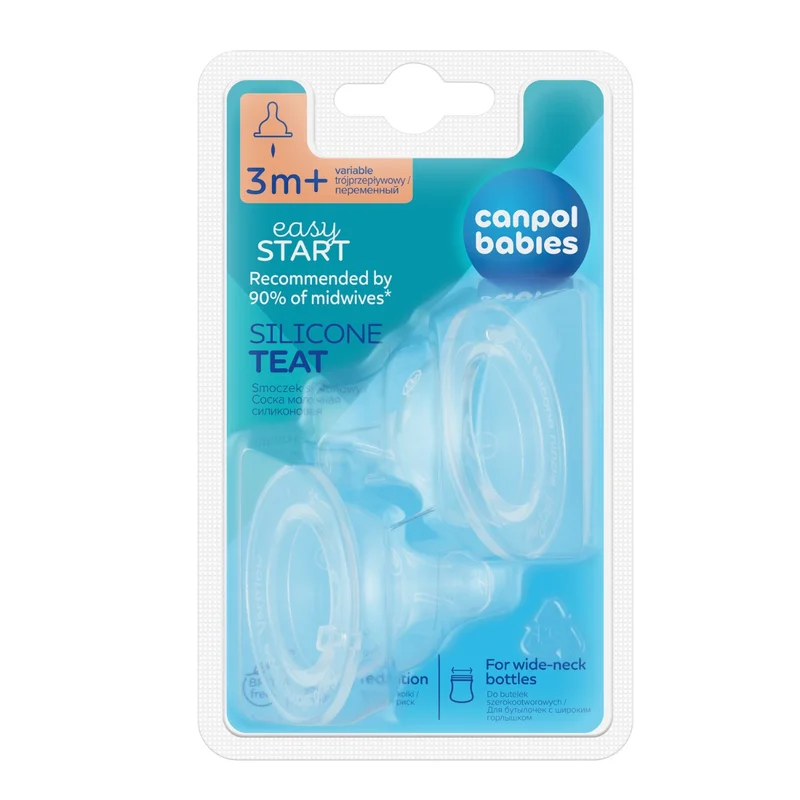 Canpol babies smoczek silikon trójprzepływ do butelki szerokiej 2 szt EasyStart
