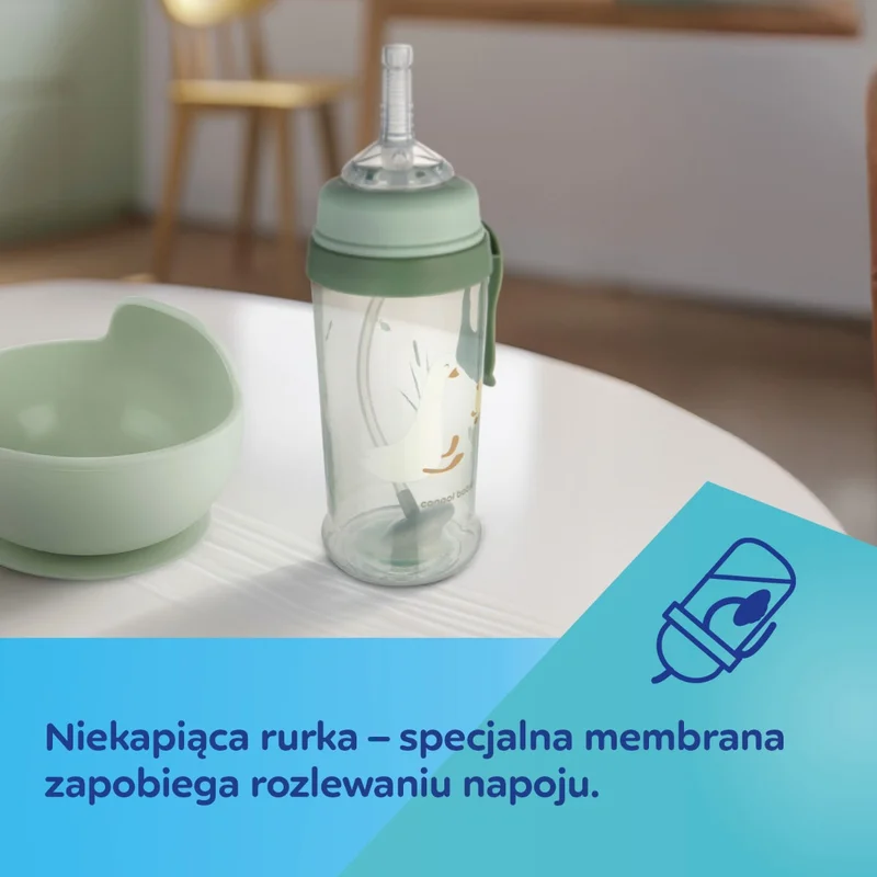 Canpol babies Bidon niekapek z rurką i odważnikiem 350 ml GOOSE
