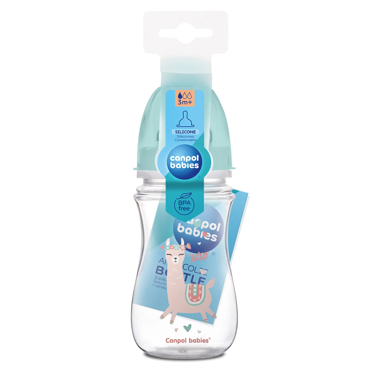 Butelka szeroka antykolkowa Canpol babies 240 ml PP EasyStart EXOTIC ANIMALS zielona