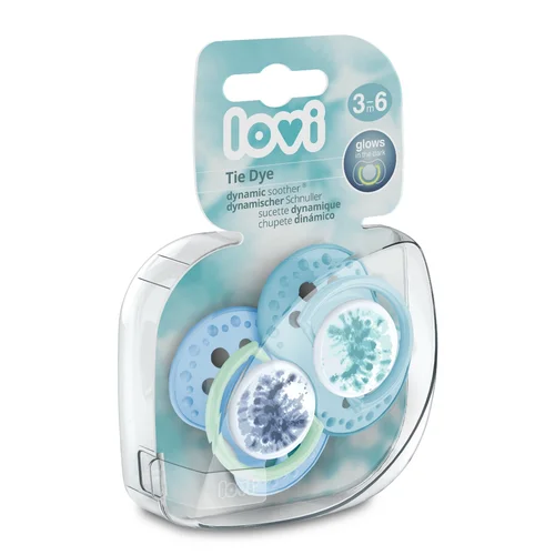 Smoczek silikonowy dynamiczny LOVI 3-6m 2 szt. Tie Dye Blue