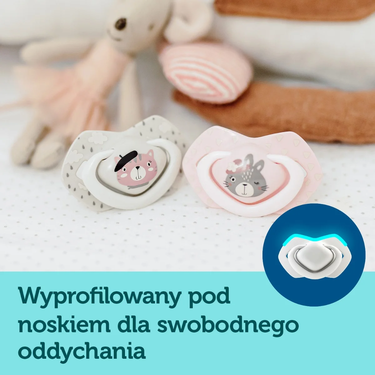 Canpol babies Smoczek silikonowy Light touch 0-6m symetryczny BONJOUR PARIS 2 szt.