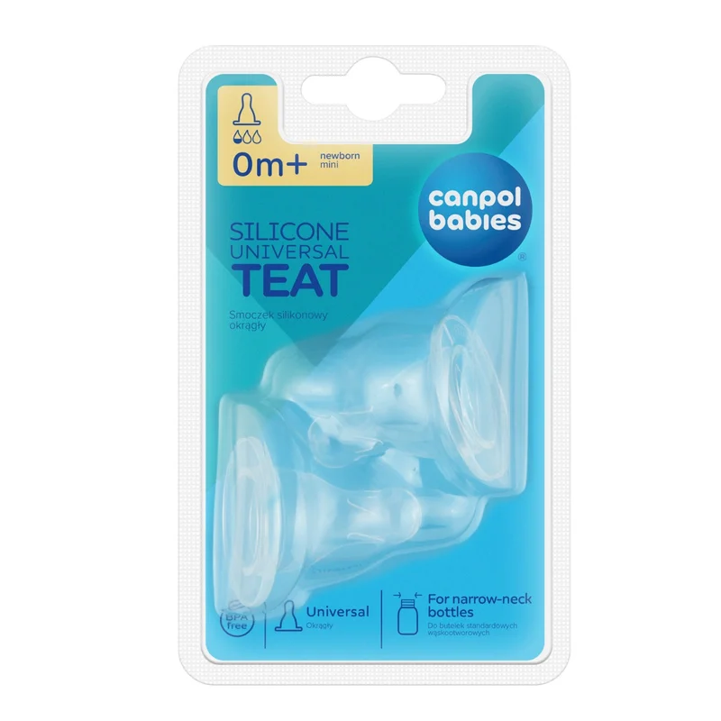 Canpol babies smoczek silikon mini okrągły do butelki wąskiej 2 szt