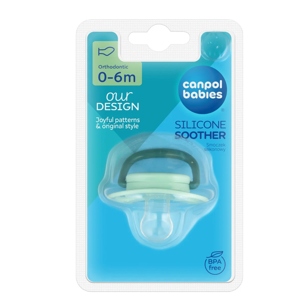 Canpol babies Smoczek uspokajający silikon 0-6m anatomiczny TOYS ziel.