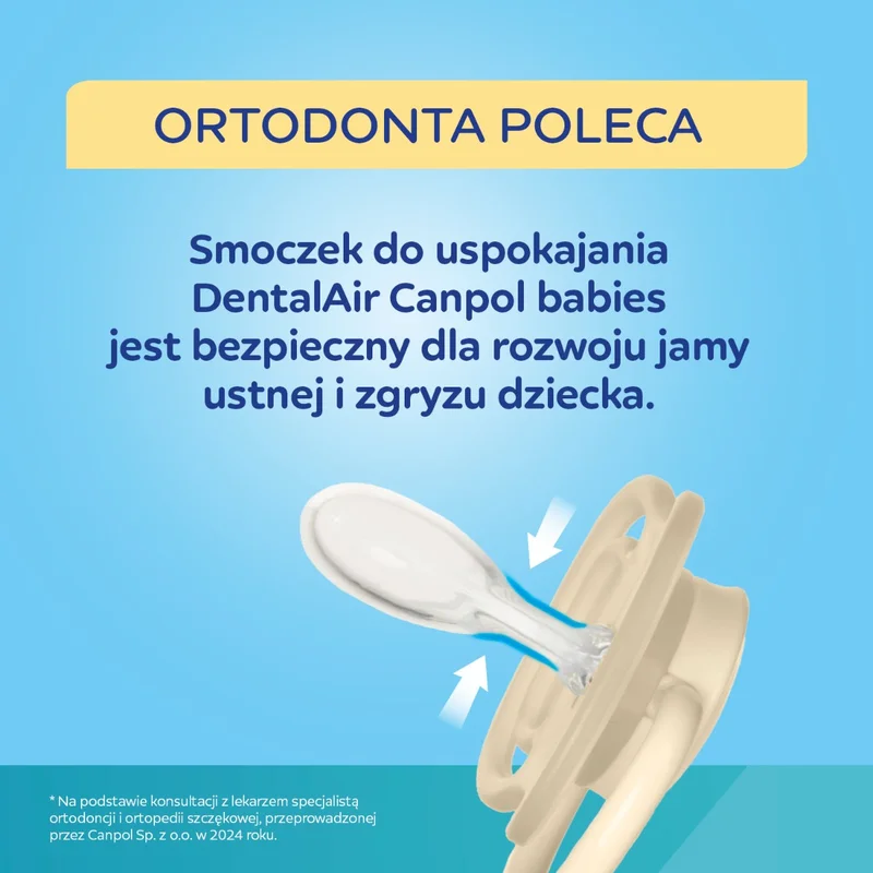 Canpol babies Smoczek silikonowy 0-6m symetryczny DENTAL AIR 2 szt. kremowy