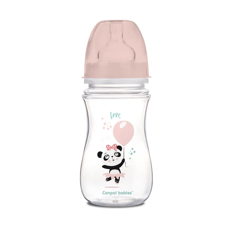 Butelka szeroka antykolkowa Canpol babies 240 ml PP EasyStart EXOTIC ANIMALS różowa