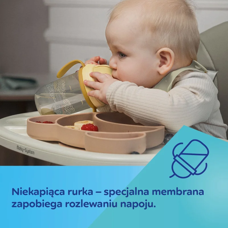 Canpol babies Kubek niekapek z rurką i odważnikiem 270 ml MOUNTAINS zielony​