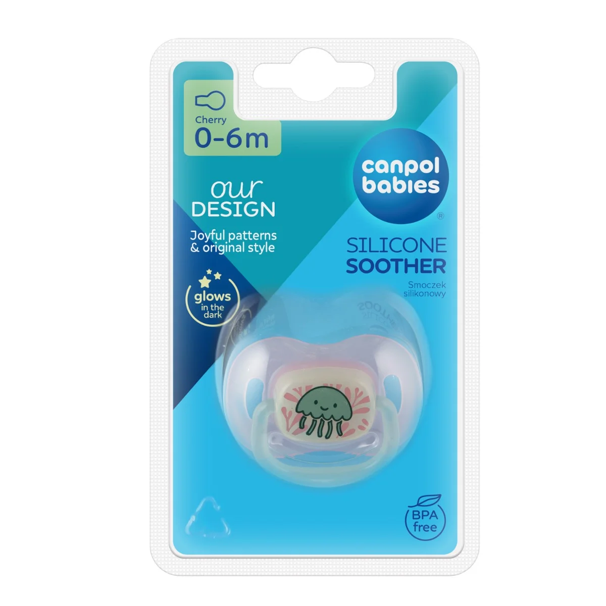 Canpol babies smoczek uspokajający silikon 0-6m okrągły Love&Sea różowy