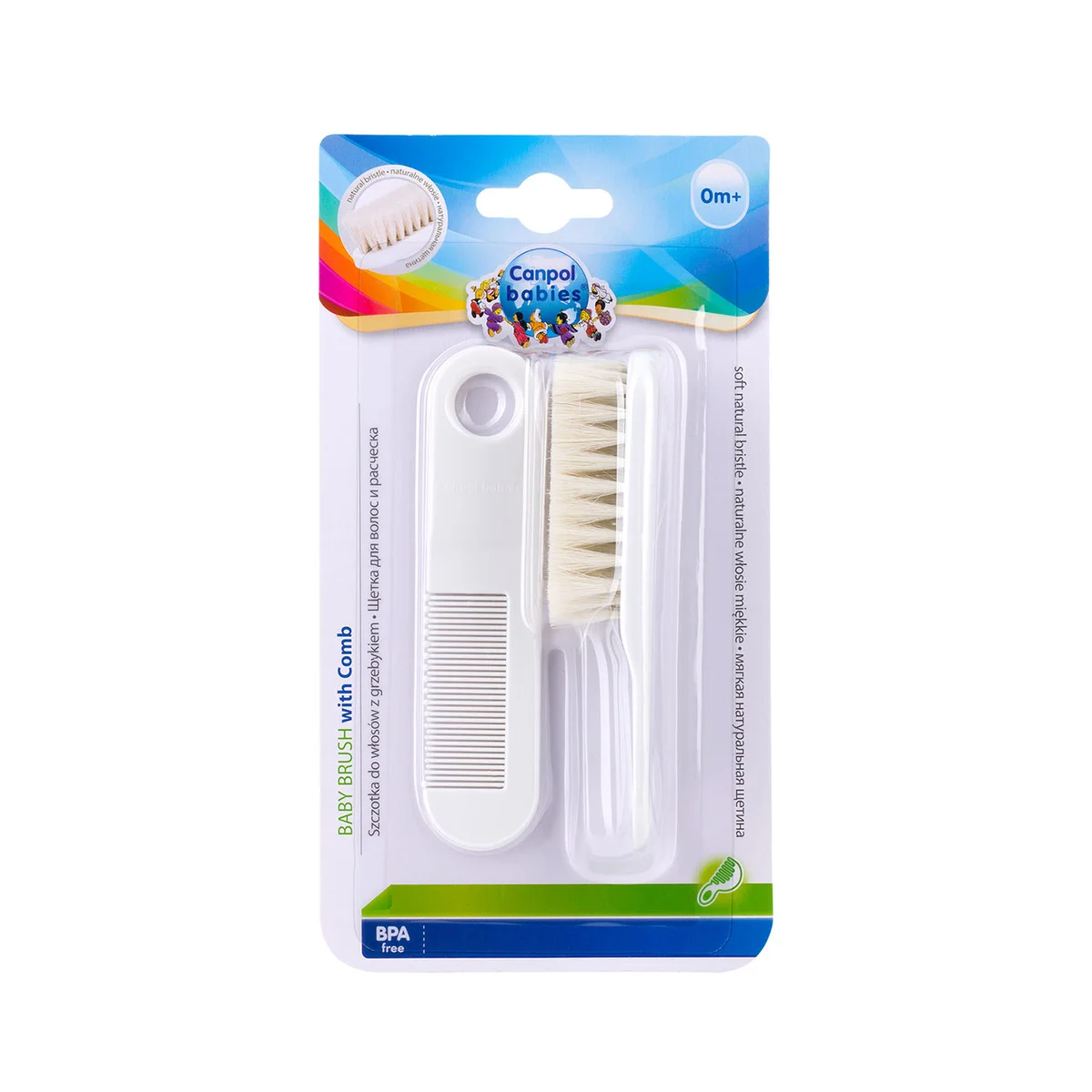 Canpol babies szczotka i grzebień dla niemowląt z miękkim, naturalnym włosiem