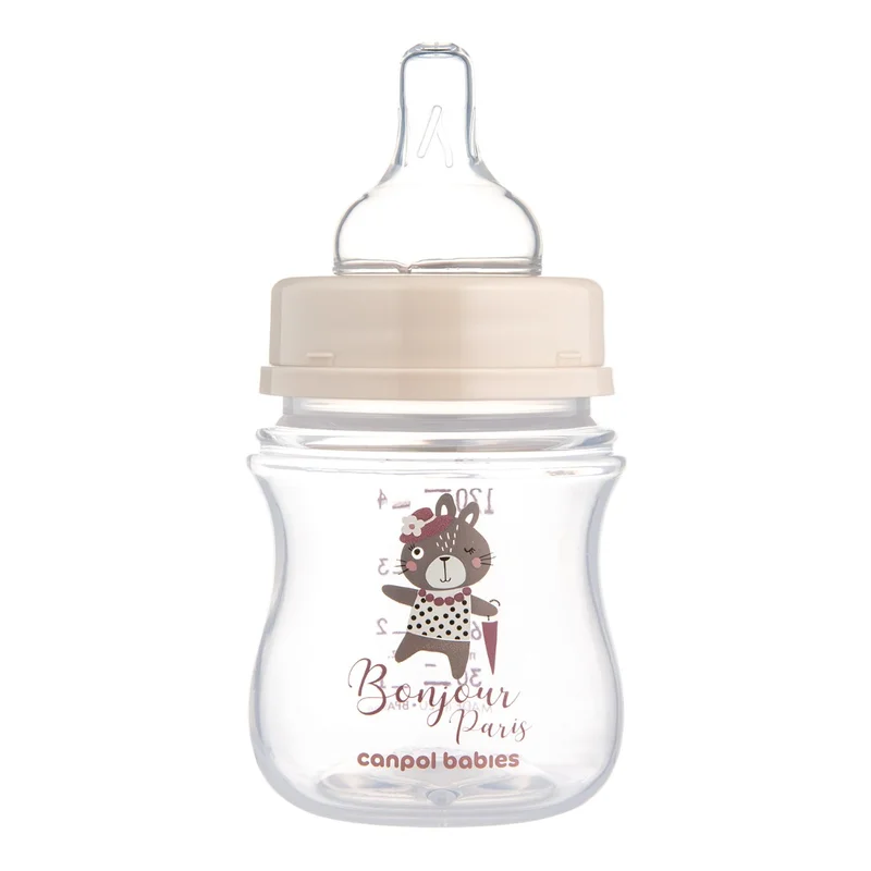 Butelka szeroka antykolkowa Canpol babies 120 ml PP EasyStart BONJOUR PARIS różowa