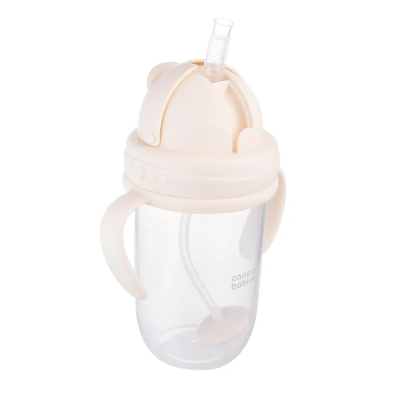 Canpol babies Kubek niekapek z rurką i odważnikiem 270 ml kremowy