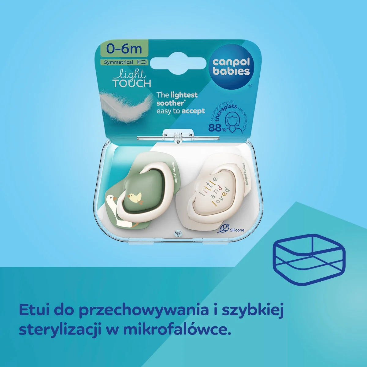 Canpol babies Smoczek silikonowy Light touch 18m+ symetryczny GOOSE 2 szt.