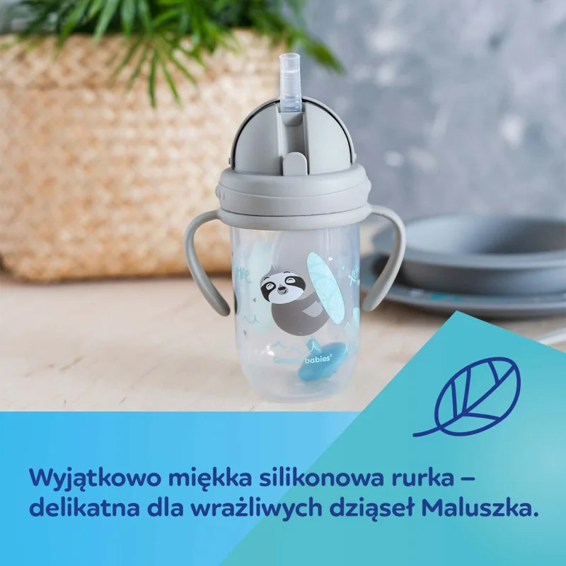 Kubek niekapek z rurką i odważnikiem Canpol babies 270 ml EXOTIC ANIMALS