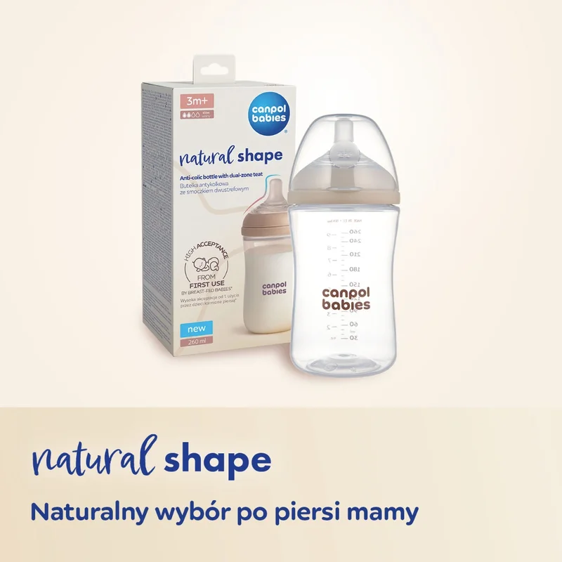 Canpol babies Butelka Natural Shape ze smoczkiem dwustrefowym 150 ml