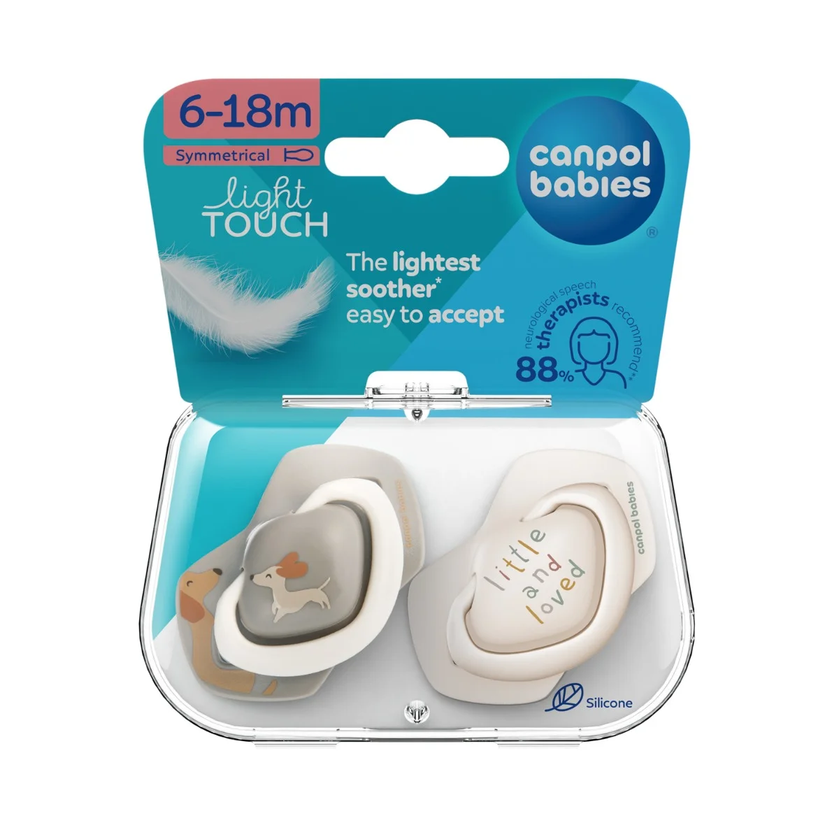 Canpol babies Smoczek silikonowy 6-18m symetryczny DOGS 2 szt.
