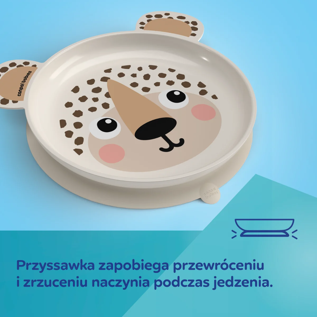 Canpol babies Talerzyk z uszami z przyssawką 19 cm BabiesBoo kremowy