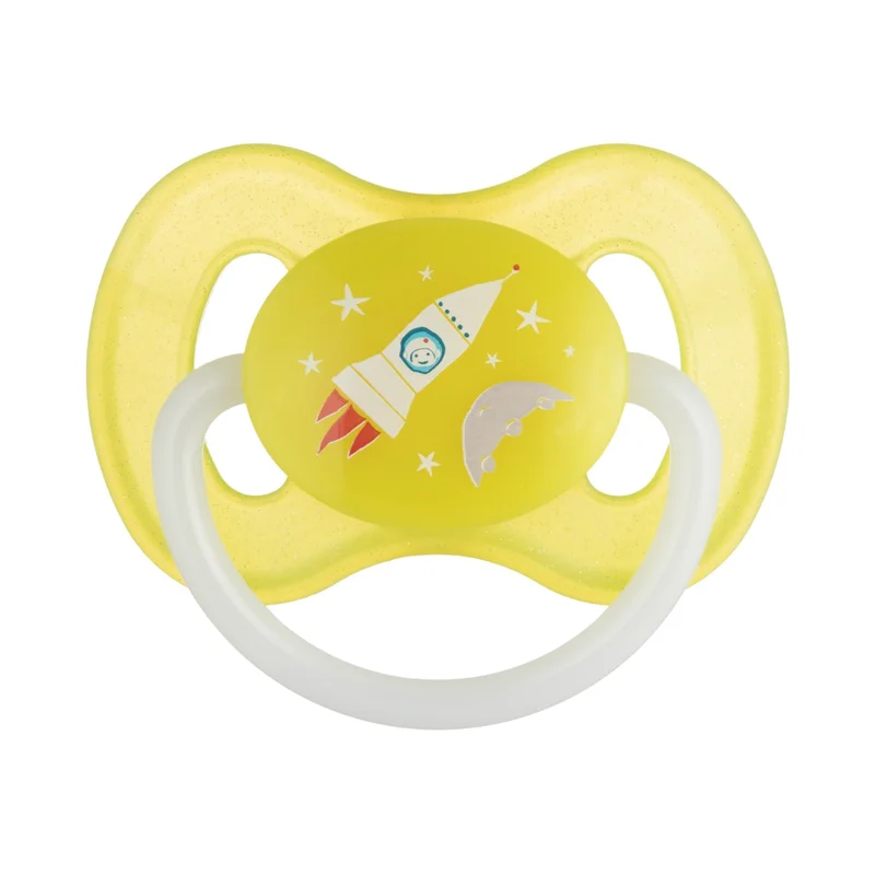 Canpol babies Smoczek uspok. kauczukowy 6-18m okrągły SPACE żółty
