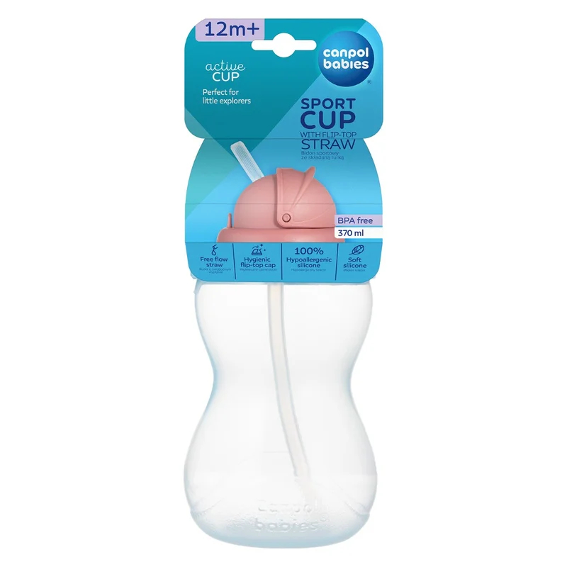Canpol babies Bidon ze składaną rurką silikonową 370 ml niebieski