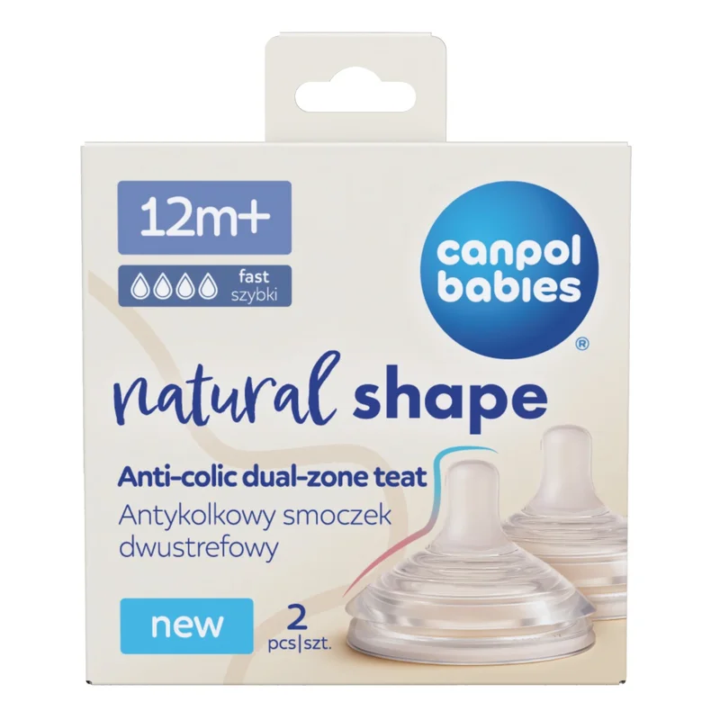 Canpol babies Antykolkowy smoczek dwustrefowy Natural Shape 12m+ 2szt.