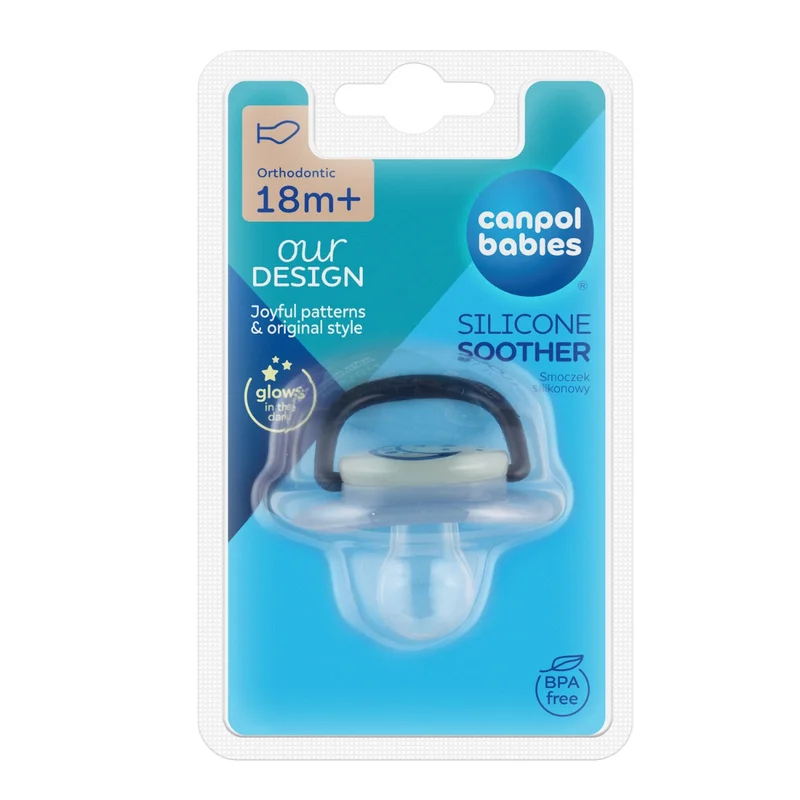 Canpol babies Smoczek usp. silikon 18m+ anatomiczny NIGHT DREAMS nieb.