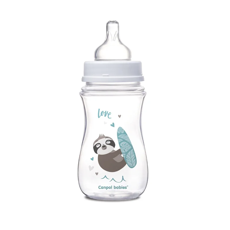 Butelka szeroka antykolkowa Canpol babies 240 ml PP EasyStart EXOTIC ANIMALS niebieska